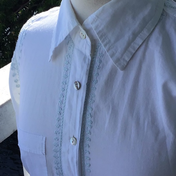 Subtle Luxury Gorgeous Embroidered Cotton Tuxedo Style Long Sleeve Shirt - Picture 9 of 16